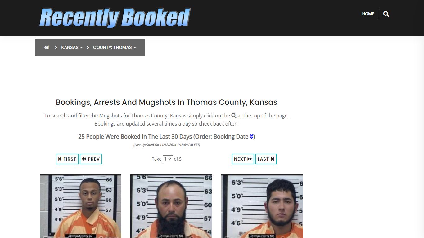 Bookings, Arrests and Mugshots in Thomas County, Kansas - Recently Booked